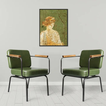 Industrial Vintage Green Faux Leather Dining Chair With Arm Set of 2 Metal in Black